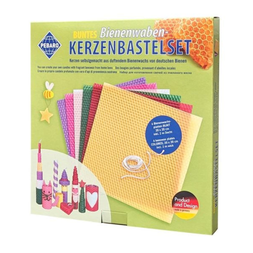 PEBARO WACHS-SET 3 - Bienenwaben-Kerzenbastelset BUNT