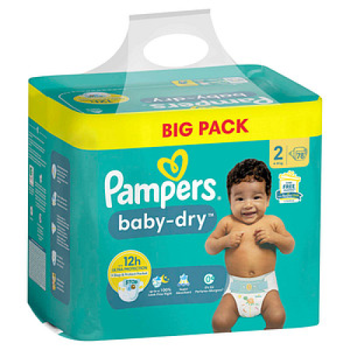 Pampers® Windeln baby-dry™ BIG PACK  Größe Gr.2 (4-8 kg) für Neugeborene, 78 St.