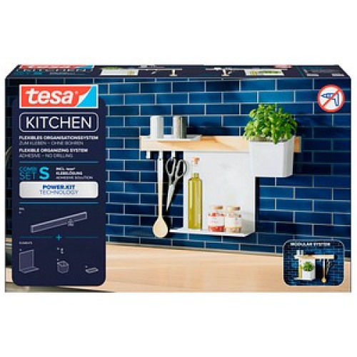 tesa Küchen-Organizer Kombi Set S weiß 60,0 x 15,0 x 34,0 cm