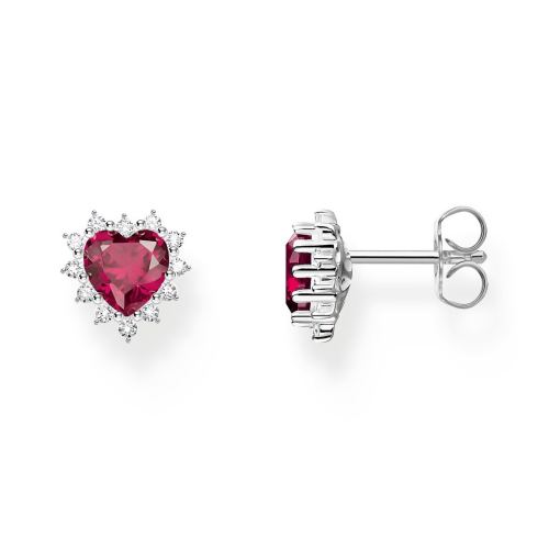 Thomas Sabo H2315-013-10 Damen Herz-Ohrstecker Romance Rot Ohrringe Silber