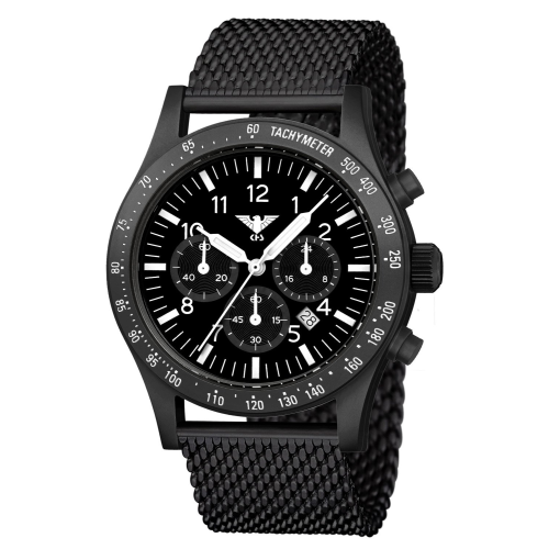 KHS PLABSSC.MB Herrenuhr Platoon Solar Chronograph Meshband Schwarz