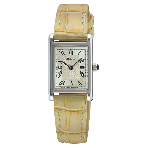 Seiko SWR095P1 Damen-Armbanduhr Rechteckig Beige