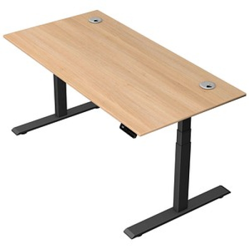 Kerkmann Move 2 Plus elektrisch höhenverstellbarer Schreibtisch eiche rechteckig, T-Fuß-Gestell anthrazit 160,0 x 80,0 cm