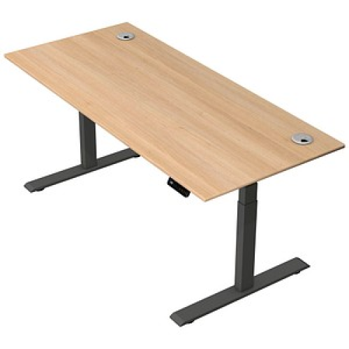 Kerkmann Move 2 Plus elektrisch höhenverstellbarer Schreibtisch eiche rechteckig, T-Fuß-Gestell anthrazit 180,0 x 80,0 cm