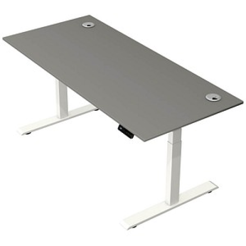 Kerkmann Move 2 Plus elektrisch höhenverstellbarer Schreibtisch grafit rechteckig, T-Fuß-Gestell weiß 180,0 x 80,0 cm