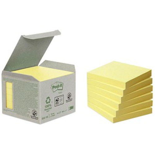 Post-it® Recycling Notes 654 Haftnotizen gelb, 6 Blöcke