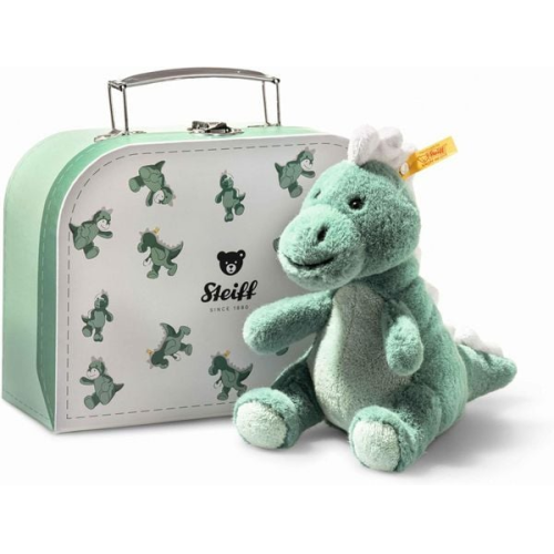 Steiff 067280 - Joshi Baby T-Rex im Koffer, mintgrün, 16 cm, Dino-Plüschtier