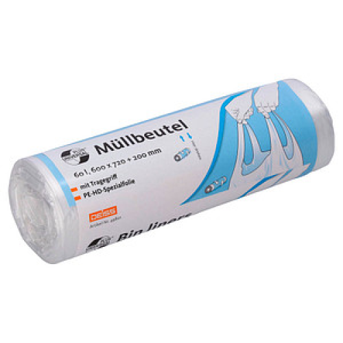 DEISS Müllbeutel UNIVERSAL PLUS® 60,0 l transparent 9 µm, 20 St.