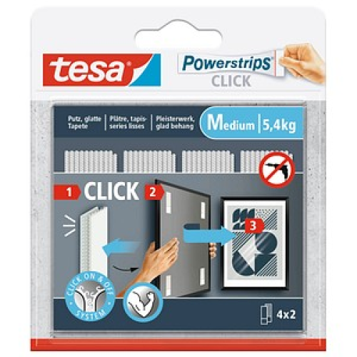 tesa Powerstrips MEDIUM Klebestreifen für max. 5,4 kg 2,0 x 8,0 cm, 4 St.