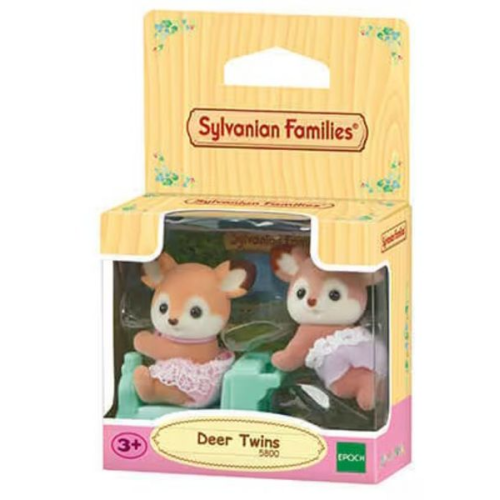 Sylvanian Families 5800 - Deer Twins, Reh Zwillinge, Spielset mit 2 Baby Tierfiguren und Lokomotive