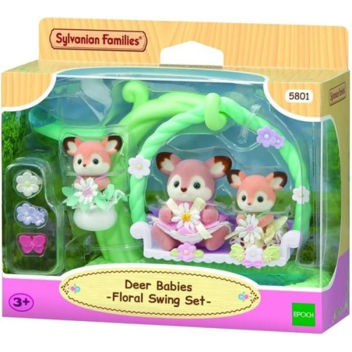 Sylvanian Families 5801 - Deer Babies Floral Swing Set, Reh Babys mit Blumenschaukel, Spielset