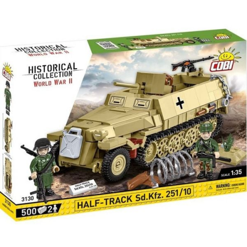 COBI Historical Collection 3130 - Half-Track Sd.Kfz. 251/10, WWII, Panzer, Maßstab 1:35, Bausatz, 500 Teile+2 Figuren