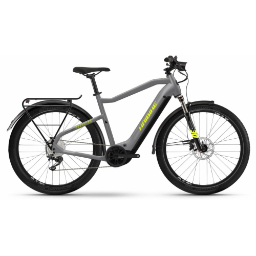 HAIBIKE Trekking 6 (630 Wh), 10 Gang Kettenschaltung, Herrenfahrrad, Diamant, Modell 2022, 27,5 Zoll 56 cm GLOSS_GREY_NEON YLW