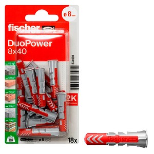 fischer DuoPower 8x40 2K Universaldübel-Sortiment Ø 8 mm x 40 mm, 18 Stück