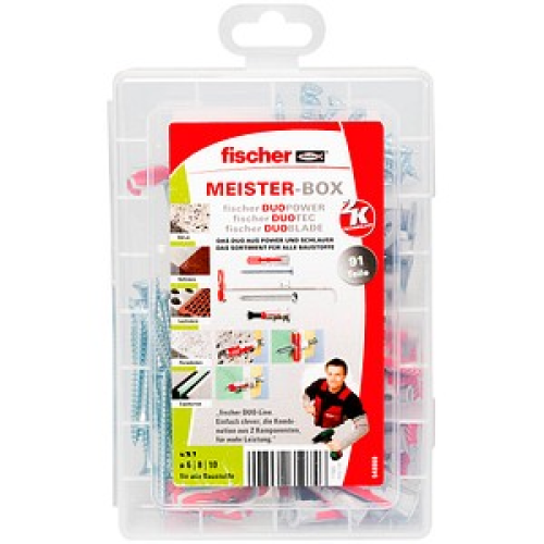 fischer Meister-Box - DuoLine 2K Dübel- und Schrauben-Sortiment Ø 4/4,5/5/6/8/10 mm 10/30/40/55/60 mm, 91 Stück