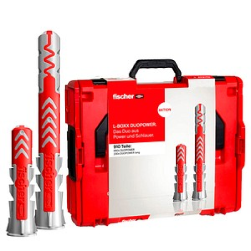 fischer L-BOXX 102 -  DuoPower 2K Betondübel-Sortiment Ø 6/8/10 mm 30/40/50/65 mm, 910 Stück