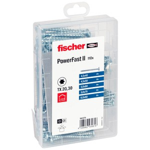 fischer Holzbauschrauben Meisterbox - PowerFast II PH VG TX 4,5/5/6 mm x 40/50/60/70 mm, 110 St.