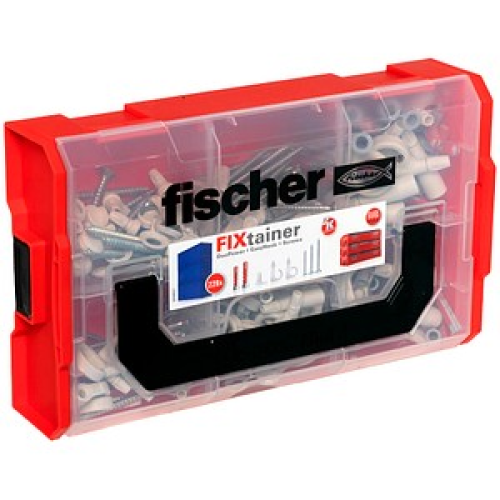 fischer FixTainer - EasyHook 2K Dübel- und Schrauben-Sortiment Ø 4/5/6/8 mm 30/40/50/60/70/80 mm, 228 Stück