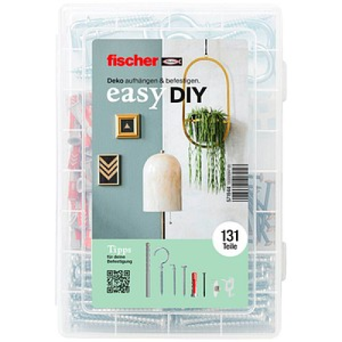 fischer EasyDIY Deko-Box Dübel- und Schrauben-Sortiment Ø 4,5/6 mm x 30/47/63 mm, 131 Stück