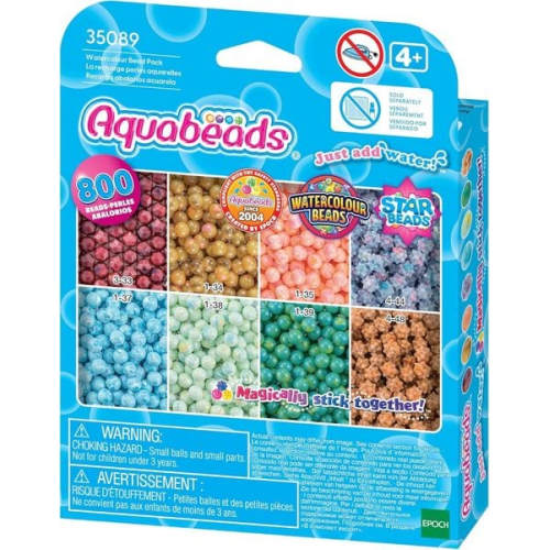 Aquabeads 35089 - Aquarellperlen, 800 Bastelperlen in 8 Aquarellfarben, Nachfüllset