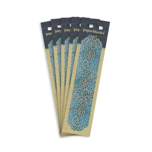 Maya Blue 5-Pack Refill Bookmark, Accessory Packs and Refills by Paperblanks (Silver Filigree Collection)