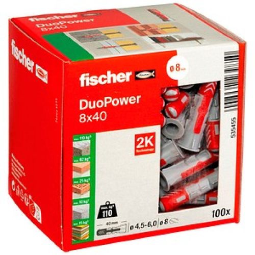 fischer DuoPower 8x40 2K Universaldübel-Sortiment Ø 8 mm x 40 mm, 100 Stück