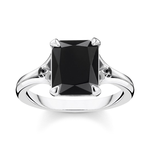 Thomas Sabo TR2297-641-11 Silberring für Damen Schwarzer Stein mit Mond und Stern