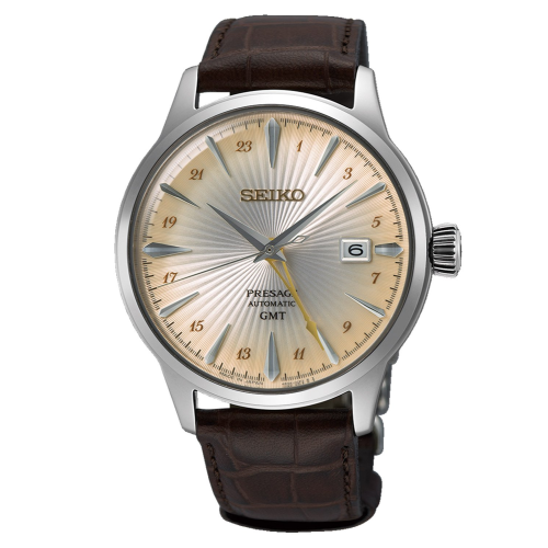 Seiko SSK041J1 Presage Herrenuhr Automatik GMT Cocktail Time Braun/Sand