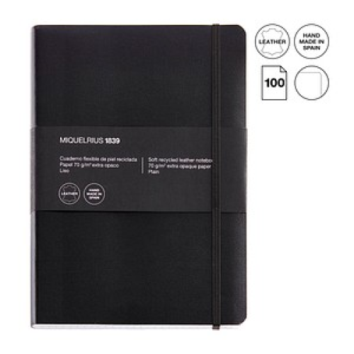 MIQUELRIUS Notizbuch Leather blanko, schwarz Softcover 100 Seiten