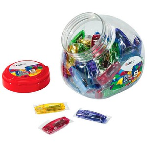 80 EMTEC USB-Sticks C410 Color Mix - Candy Jar 2.0 blau, gelb, grün, lila, rot 8 GB