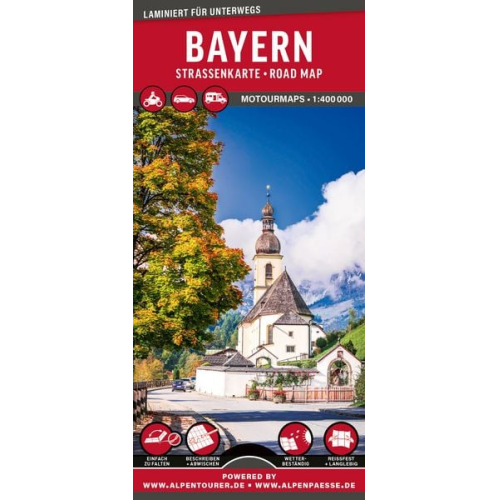 MoTourMaps Bayern Auto- und Motorradkarte 1:400.000