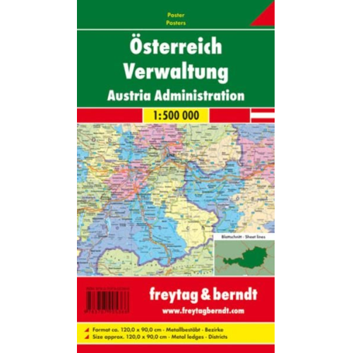 Österreich Verwaltung, 1:500.000, Poster metallbestäbt