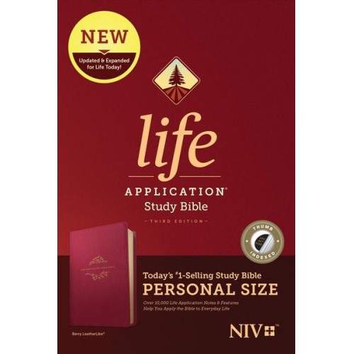 Tyndale (COR) - NIV Life Application Study Bible, Third Edition, Personal Size (Leatherlike, Berry, Indexed)