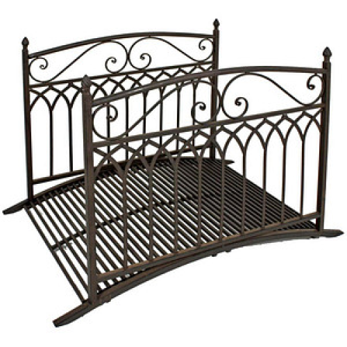 Garden Pleasure Teichbrücke YASUR Metall dunkelbraun gebogen 136,0 x 91,0 cm