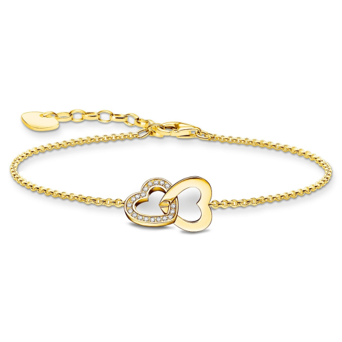 Thomas Sabo A2163-414-14-L19V Damenarmband mit verschlungenen Herzen Goldfarben