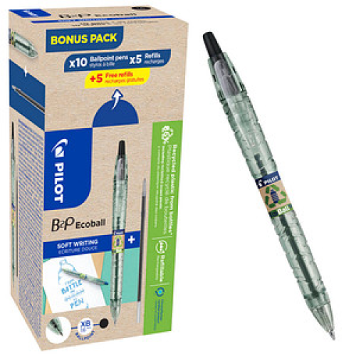 PILOT Kugelschreiber B2P „Bottle 2 Pen“ ECOBALL XB transparent, Schreibfarbe: schwarz, 20 St.