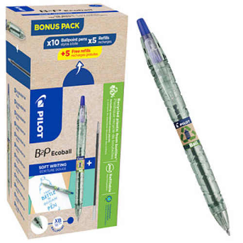 PILOT Kugelschreiber B2P „Bottle 2 Pen“ ECOBALL XB transparent, Schreibfarbe: blau, 20 St.