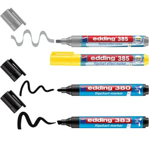 edding 385/380/383 Flipchart-Marker farbsortiert 1,0 - 5,0 mm, 4 St.