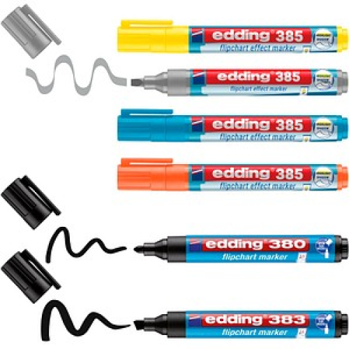 edding 385/380/383 Flipchart-Marker farbsortiert 1,0 - 5,0 mm, 6 St.