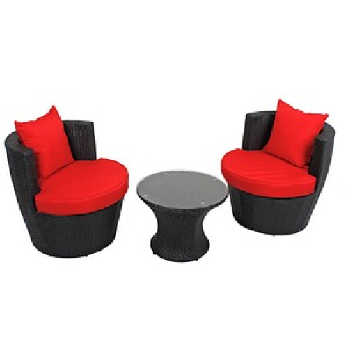 Garden Pleasure Sitzgruppe Linz rot, schwarz Kunststoff, Metall, 7-teilig