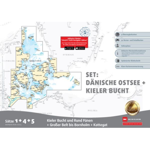 Sportbootkarten Satz 1, 4 und 5 Set: Dänische Ostsee und Kieler Bucht (Ausgabe 2025)