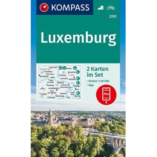 KOMPASS Wanderkarten-Set 2202 Luxemburg (2 Karten) 1:50.000