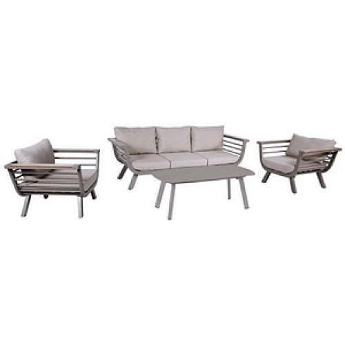 Garden Pleasure Loungegruppe Aroa taupe, hellgrau Metall, 14-teilig