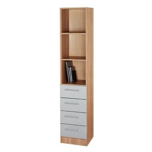 HAMMERBACHER Regalschrank 7600 RE, V7600/N/S/RE nussbaum, silber 40,6 x 42,0 x 200,4 cm