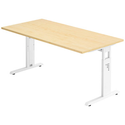 HAMMERBACHER OS 16 höhenverstellbarer Schreibtisch ahorn rechteckig, C-Fuß-Gestell weiß 160,0 x 80,0 cm