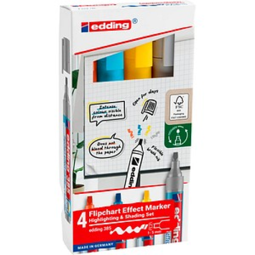 edding 385 Flipchart-Marker farbsortiert 1,0 - 5,0 mm, 4 St.