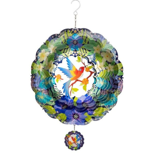 Kinetic Art 110261 - Kinetic Art: Metal Hanging Wind Spinner, 3D Tropical Bird