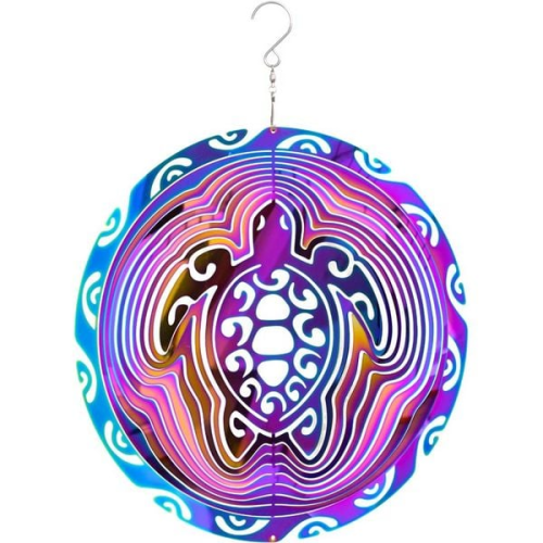 Kinetic Art 110263 - Kinetic Art: Metal Hanging Wind Spinner, 3D Vibrant Turtle