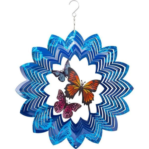 Kinetic Art 110264 - Kinetic Art: Metal Hanging Wind Spinner, 3D Butterflies