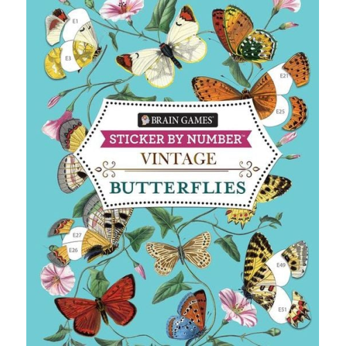 Publications International Ltd Brain Games New Seasons - Brain Games - Sticker by Number - Vintage: Butterflies